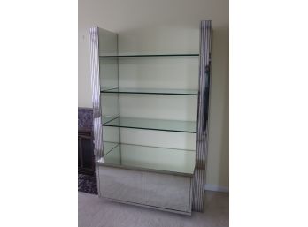 Vintage Modern Style Mirrored Etagere/Display Cabinet With 3 Glass Shelves