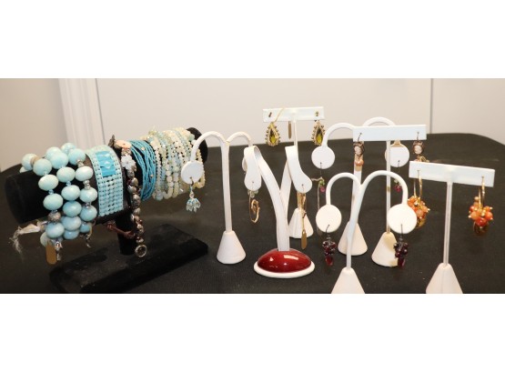 Womens Assorted Beaded Crystal Costume Jewelry  Pierced Earrings & Bracelets