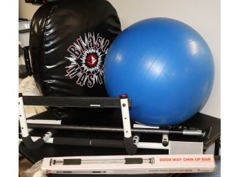 Lot Of Home Gym Exercise Items  Perfect Multi Gym Bar, Door Way Chin Up Bar & Stability Ball