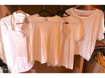 4 Womens Assorted Casual White Tops By Current Elliott, Mango, Pink Memories & More