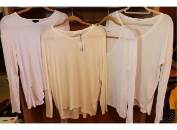Lot Of 4 Womens Size Medium White & Off White Long Sleeve Tee Shirts By J Brand, James Perse & More