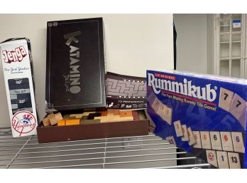 Lot Of Assorted Family Board Games  Katamino Deluxe, Rummikab & Jenga NY Yankees Edition