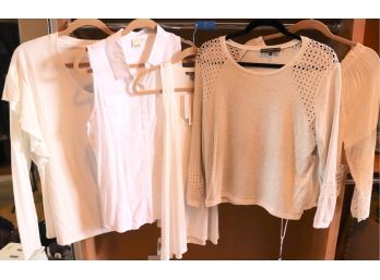 5 Womens Size Medium/Large Assorted Light Colored Tops, Some Unused With Tags