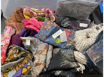 Surprize Bin Of Scarfs, Pashminas & More! Most Unused With Tags, Bin Included