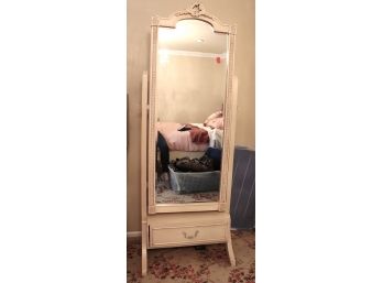 French Country Shabby Chic Floor Standing Mirror Jewelry Storage