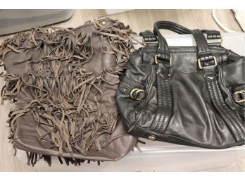 Marc By Marc Jacobs Black Leather Handbag & Brown Leather Crossbody Handbag With Leather Fringe