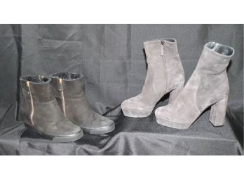 Pair Of Women's High Heel & Platform High Heel Suede Booties & Boots By Dylan Skye & DKNY