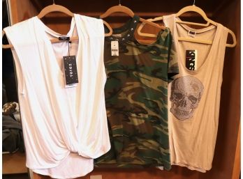 3 Womens Size Medium To Large Edgy Style Tops Unused With Tags