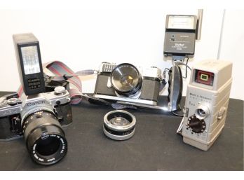 Lot Of Vintage Film Cameras From Canon And Bell & Howell For Restoration Or Perfect Display Kit