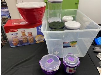 Assorted Canisters, Sealable Bowls & Lock-Its By Rubbermaid  Some Unused In Original Packaging