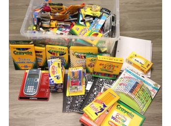 Calling All Teachers!!! Assorted Lot Of School Supplies Includes Plastic Bin