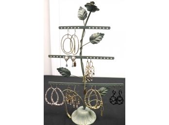 Summer Costume Earrings With Unique Metal Tree Display Stand