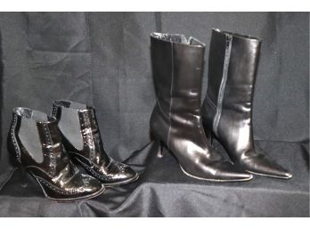 Pair Of Women's Shoe Size 7 & 7.5B Cole Haan High Heel Black Boots