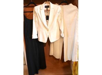 Womens Cream Crepe Peekaboo Lace Detail Suit Separates & Black Knit Jumper