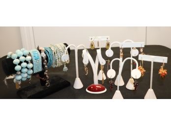 Womens Assorted Beaded Crystal Costume Jewelry  Pierced Earrings & Bracelets