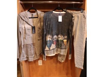 2 Womens Casual Long Sleeves, 1 Of Them Beatles Print And Pull String Pants Unused With Tags