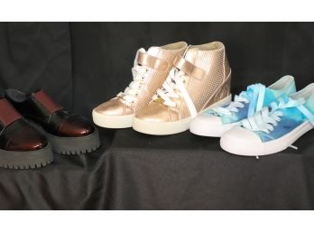 3 Pairs Of Funky Style Women's Shoes/Sneakers By M Gemi, Guess & More, Size 7, 7.5 & 37