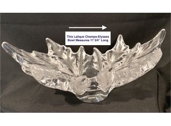 Beautiful Lalique Champs Elysees Crystal Leaf Pattern Bowl 18 Inches Long