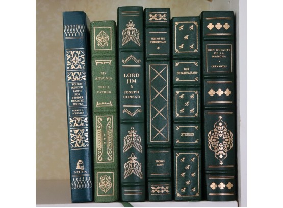 5 Asstd Vintage Leather Bound Books By The Franklin Library  Cather, Conrad & More