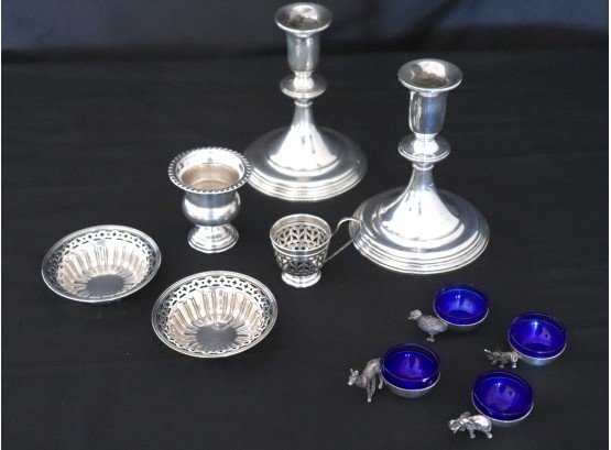 Timeless Sterling Silver Tabletop Accessories -  2 Weighted Candlesticks, 2 Nut Dishes & Much More!