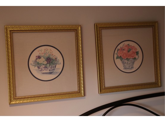 Set Of Eclectic Framed Ikebana- Oriental Inspired Style Prints