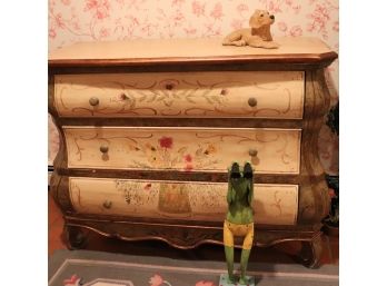 Peter Andrews Style Hand Painted Bombe Front 3 Drawer Chest