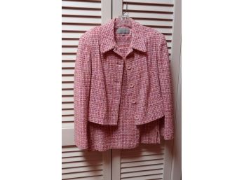 Chanel Style Tweed Light Pink Skirt Suit In Womens Size Medium/12