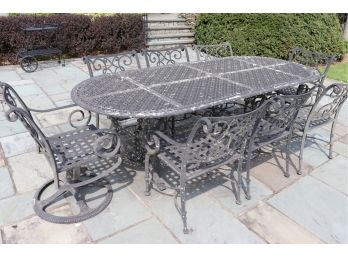 Beautiful Quality Cast Aluminum, Large Outdoor Dining Set With 8 Chairs Just Needs Cleaning
