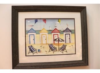 Katherine Gracey Cabanas Offset Lithograph In Distressed Wood Frame