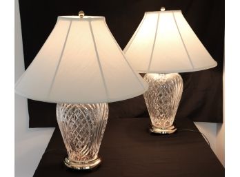 Quality Pair Of Vintage Waterford Crystal Table Lamps