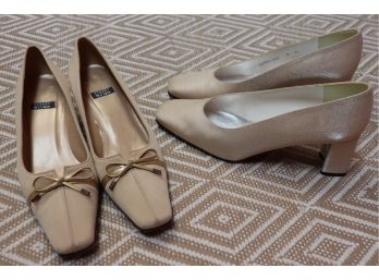 2 Pairs Of Stuart Weitzman Champagne Colored Heels  Shoe Size 8