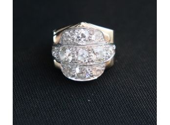 14K YG 11 Diamond Cocktail Ring Size 6 1/2 Very Lively