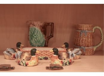 Assortment Of Farmhouse- Chic Majolica Style Ceramic Set