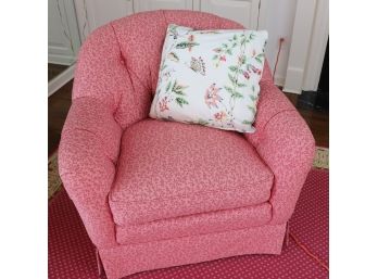Vintage Custom Sherrill Swivel Button Tufted Back Upholstered Chair