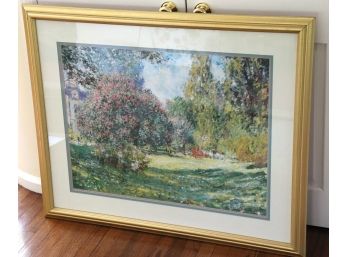Vintage Art Print In Gilded Frame  Landscape The Parc Monceau By Claude Monet