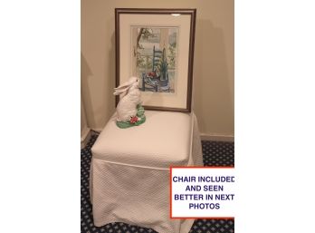Slip Covered Parsons Chair On Casters & Relaxing Bayside Vibe Decor