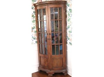 Vintage Traditional Corner Glass Door Display Cabinet