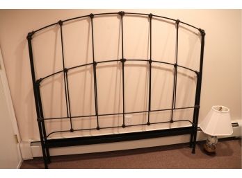 Unique Vintage Style Queen Size Metal Headboard & Footboard And Porcelain Lamp