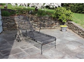Black Wrought Iron Outdoor Lounge Chair