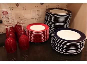 Huge Lot Of Crate & Barrel Dinnerware, Stemware And So Much More