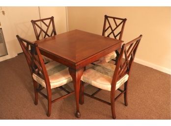 Queen Anne Style Game Table With Chippendale Style Chairs