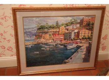 Portofino Coast Print In Ornate Gilded Frame