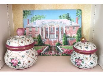 Vintage Hand Painted Porcelain & 3D Art Of Stately Home