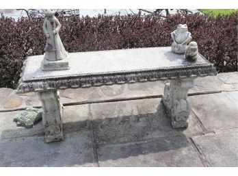 Vintage Cement Ornate Classic Traditional Style Garden Bench