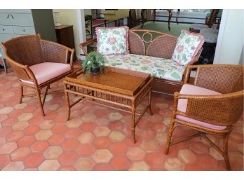 Fabulous Vintage Bamboo & Caned Covered Patio Set
