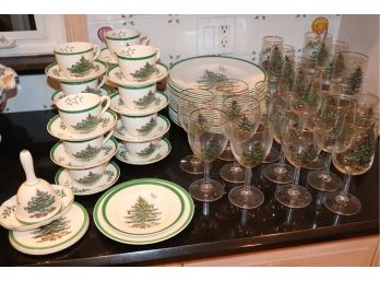 Christmas Extravaganza- Huge Lot Of Spode Holiday Dinnerware & Drinkware Set And So Much More