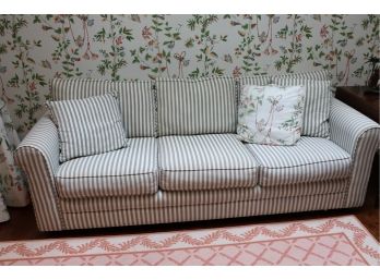 Very Nice Awning Stripe, 3-Seat Roll Arm Sleeper Sofa