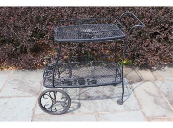 Beautiful Wrought Iron 2 Tier Tea Cart With Wheels And Casters