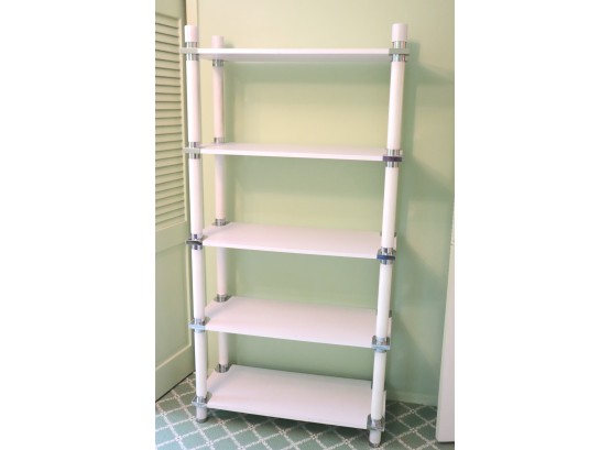 White Wood, Formica And Chrome Etagere