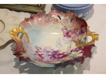 Handpainted Victorian Bowl, Creut Set With 6 Crystal Pieces, Lenox Deviled Egg Plate &